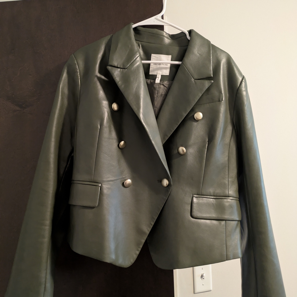 NWT! Avec Les Filles Green Double-Breasted Blazer